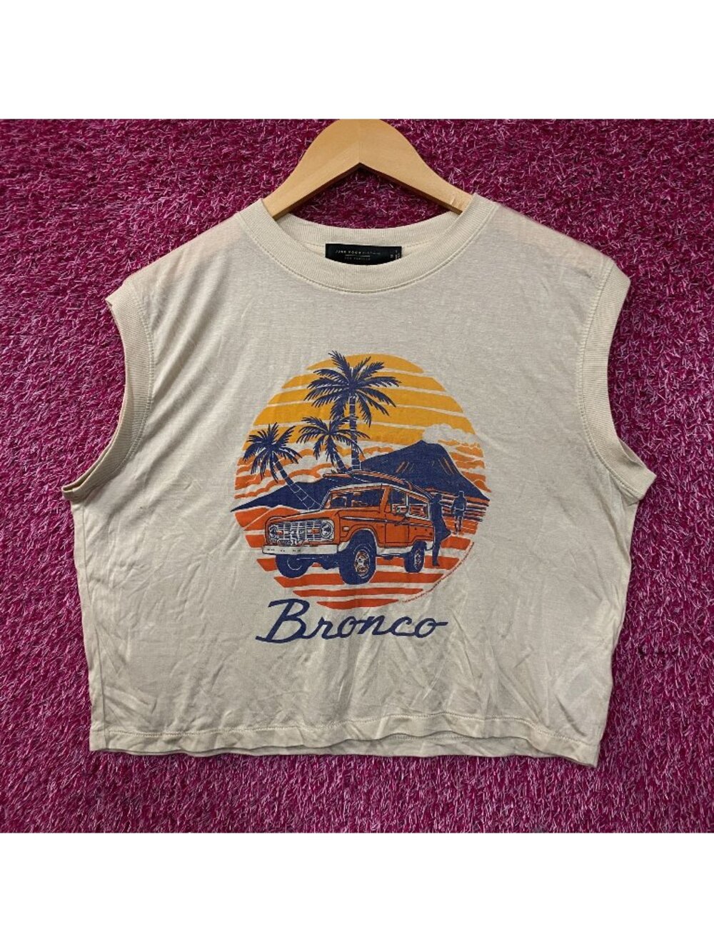 Junk Food Clothing Ford Bronco Sunset Graphic Tissue Crop Tank Medium